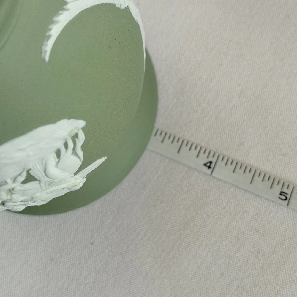 Wedgwood Jasperware Sage Green Small Round Vase Neoclassical Scenes Made in UK